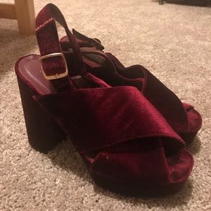Adorable red velvet heels. Only worn once.